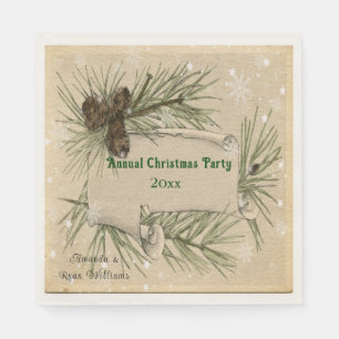 Christmas Snowflakes Pine Cones Pine Tree Branches Napkins