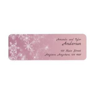 Christmas Snowflakes Pink Holiday Return Address Label