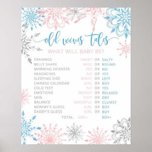 Christmas snowflakes pink or blue Old Wives Tales Poster