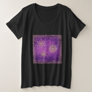 Christmas Snowflakes Purple & Gold Glitter Plus Si Plus Size T-Shirt
