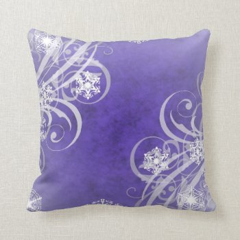 Christmas Snowflakes Purple Throw Pillow by TheInspiredEdge at Zazzle