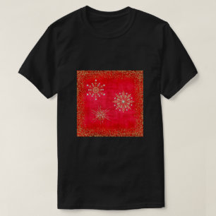 Christmas Snowflakes Red & Gold Glitter T-Shirt