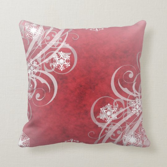 Christmas Snowflakes Red Throw Pillow Zazzle