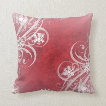 Christmas Snowflakes Red Throw Pillow by TheInspiredEdge at Zazzle