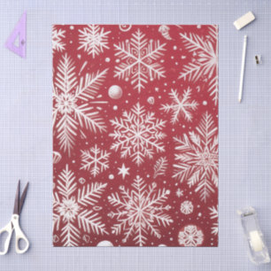 Christmas Snowflakes Red White Snow Decoupage Tissue Paper