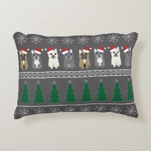 Christmas Snowflakes, Santa Dog, Tree Accent Pillow