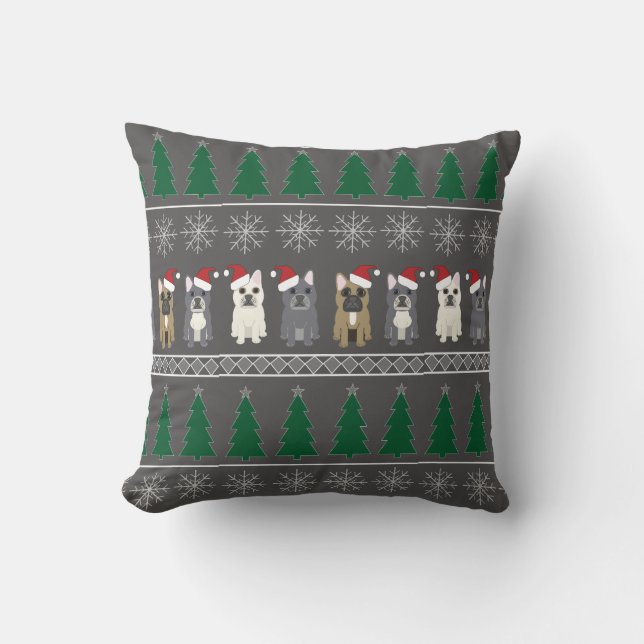 Christmas Snowflakes, Santa Dog, Tree Throw Pillow (Front)