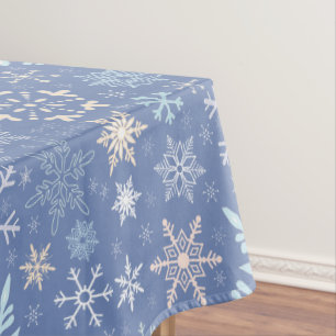 Christmas Snowflakes Scandinavian Winter Blue Tablecloth