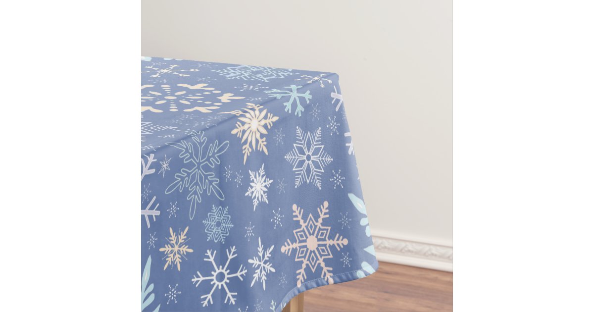 Christmas Snowflakes Scandinavian Winter Blue Tablecloth Zazzle
