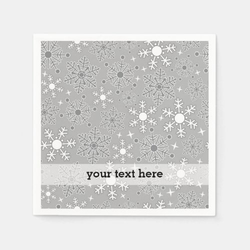 Christmas snowflakes silver grey pattern paper napkins