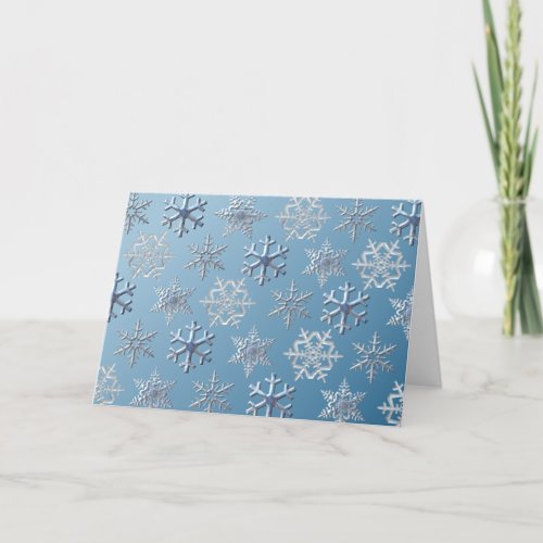 Christmas Snowflakes Silver White Holiday Card