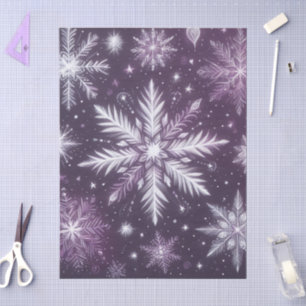 Christmas Snowflakes Snow Purple White Decoupage Tissue Paper