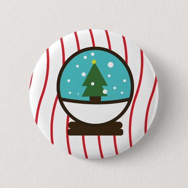 Christmas Snowflakes Snow Trees Snowglobe Button (Front)