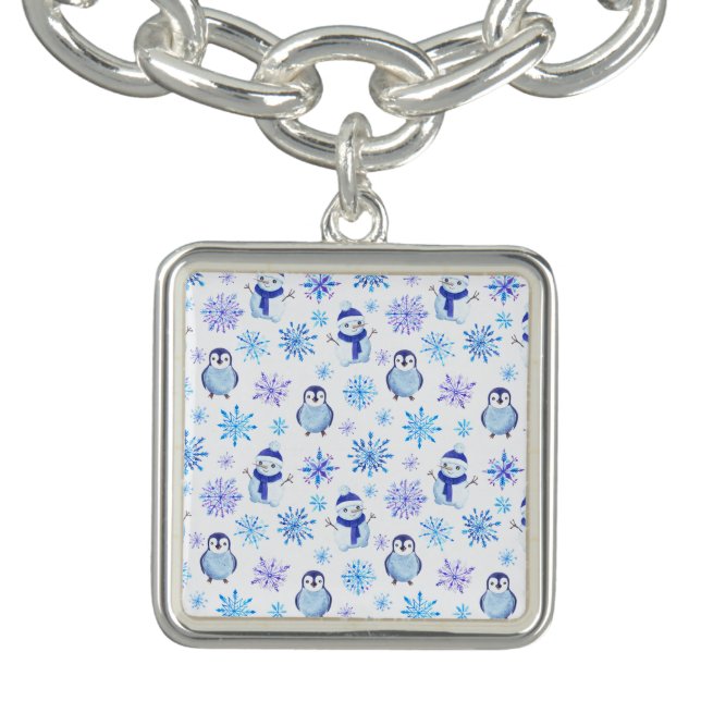 Christmas Snowflakes, Snowmen and Penguins Bracelet (Design)