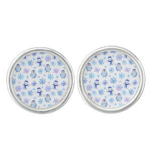 Christmas Snowflakes, Snowmen and Penguins Cufflinks