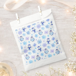 Christmas Snowflakes, Snowmen and Penguins Favor Bag