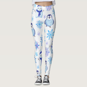 Christmas Snowflakes, Snowmen and Penguins Leggings