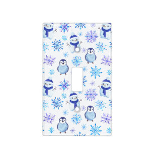Christmas Snowflakes, Snowmen and Penguins Light Switch Cover