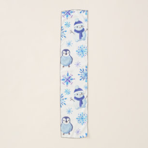 Christmas Snowflakes, Snowmen and Penguins Scarf
