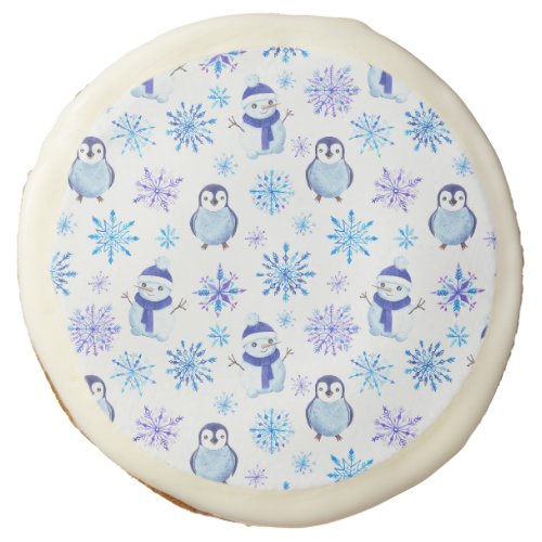Christmas Snowflakes Snowmen and Penguins Sugar Cookie