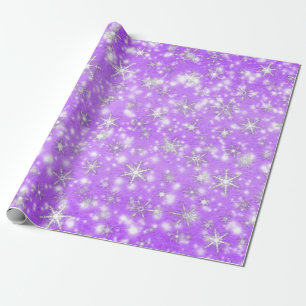 Christmas Snowflakes Sparkles in magenta Wrapping Paper