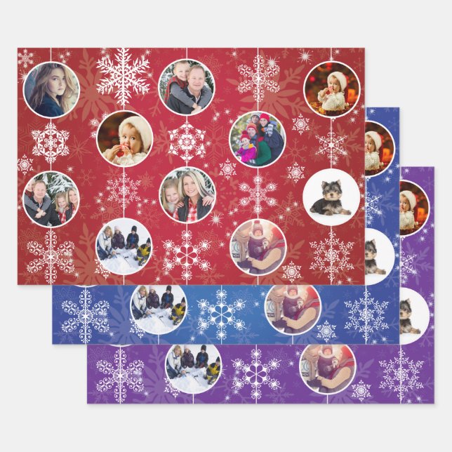 Christmas Snowflakes Ten Favorite Family Photos Wrapping Paper Sheets (Set)