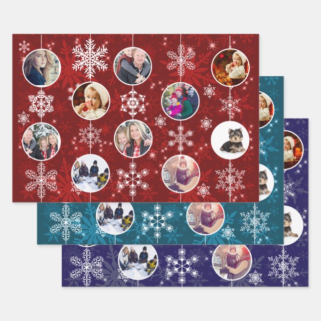 Christmas Snowflakes Ten Favorite Family Photos Wrapping Paper Sheets (Set)