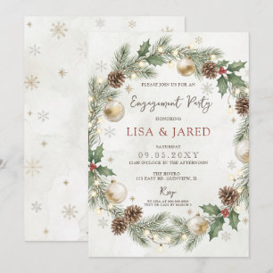 Christmas Snowflakes Winter Engagement Party  Invitation