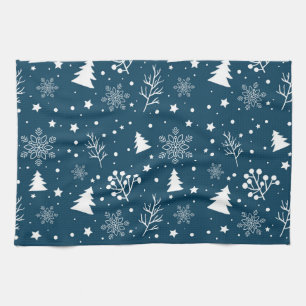 Christmas Snowflakes Xmas Tree Pattern Kitchen Towel