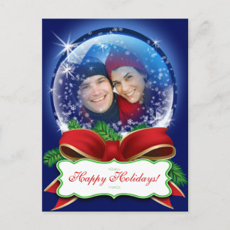 Christmas Snowglobe Holiday Photo Personalized Postcard