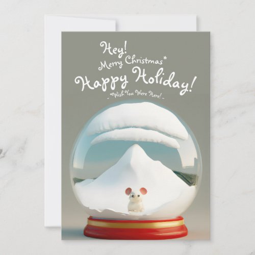 christmas snowglobe mountain mouse holiday card
