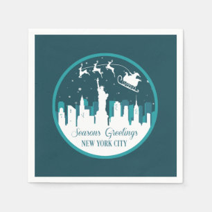 CHRISTMAS SNOWGLOBE NEW YORK CITY SKYLINE PAPER NAPKINS
