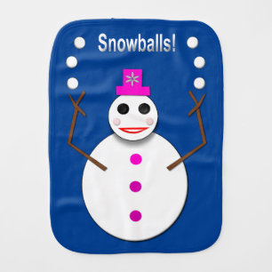 Christmas Snowlady Juggling Snowballs Funny Baby Burp Cloth