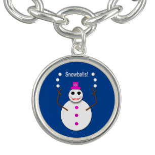 Christmas Snowlady Juggling Snowballs Funny Bracelet