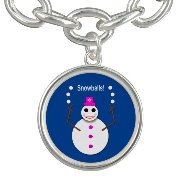 Christmas Snowlady Juggling Snowballs Funny Bracelet (Design)