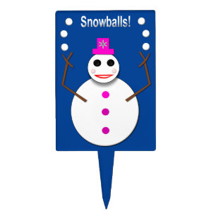 Christmas Snowlady Juggling Snowballs Funny Cake Topper