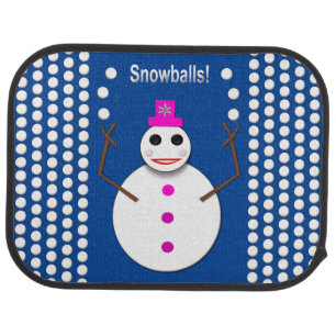 Christmas Snowlady Juggling Snowballs Funny Car Floor Mat