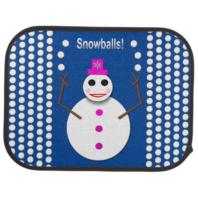Christmas Snowlady Juggling Snowballs Funny Car Floor Mat (Rear)