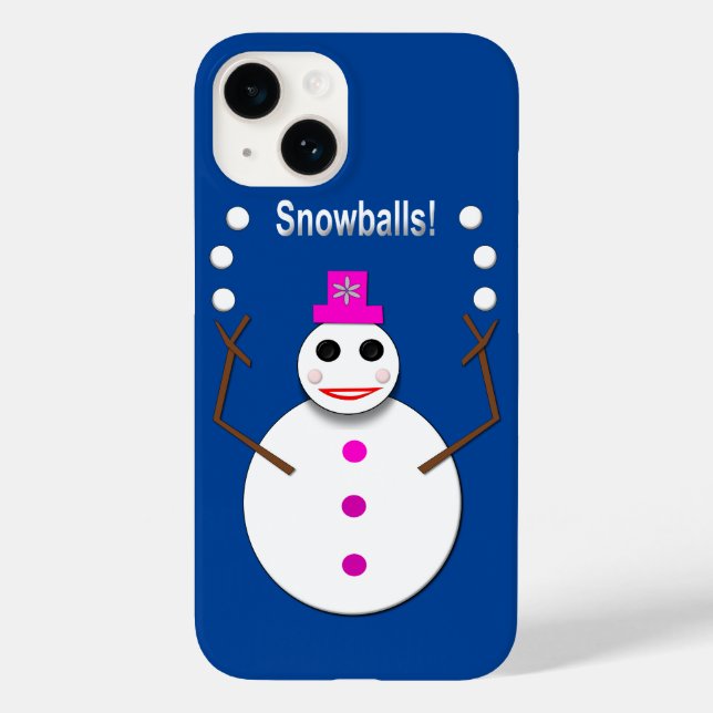Christmas Snowlady Juggling Snowballs Funny Case-Mate iPhone Case (Back)
