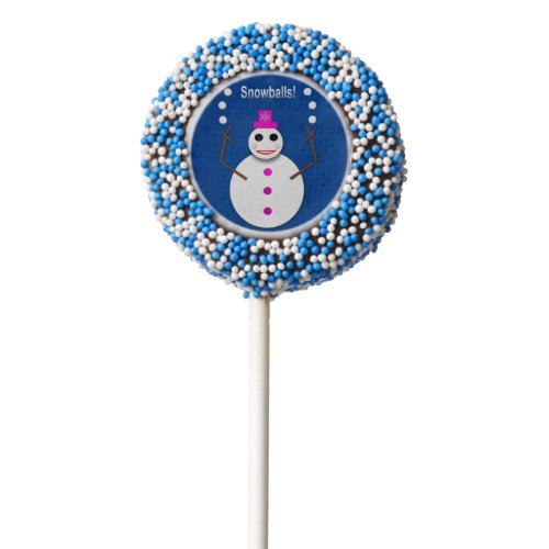 Christmas Snowlady Juggling Snowballs Funny Chocolate Covered Oreo Pop