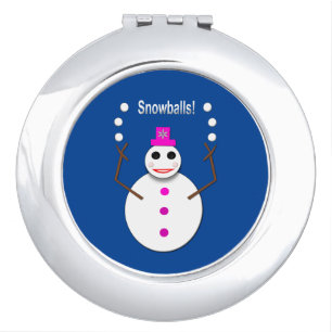 Christmas Snowlady Juggling Snowballs Funny Compact Mirror