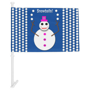 Christmas Snowlady Juggling Snowballs Funny Custom Car Flag