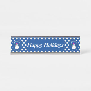 Christmas Snowlady Juggling Snowballs Funny Custom Desk Name Plate