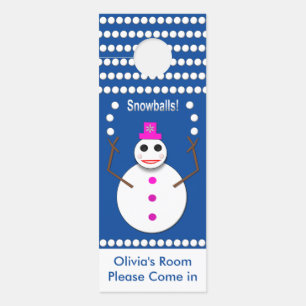 Christmas Snowlady Juggling Snowballs Funny Custom Door Hanger