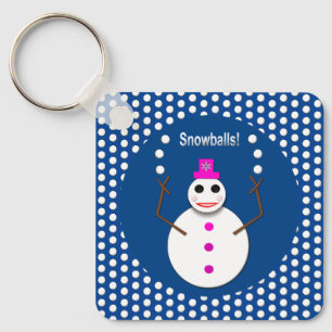 Christmas Snowlady Juggling Snowballs Funny Custom Keychain