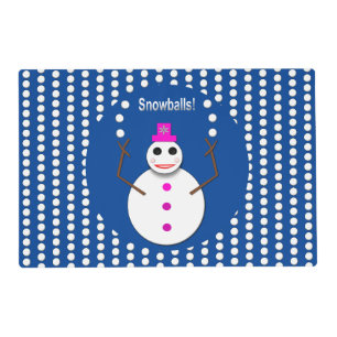 Christmas Snowlady Juggling Snowballs Funny Custom Placemat