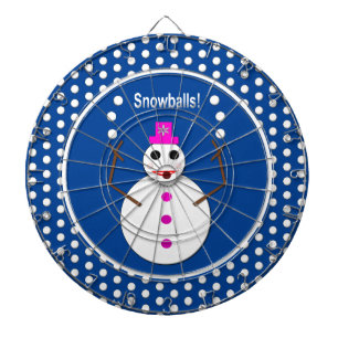 Christmas Snowlady Juggling Snowballs Funny Dart Board