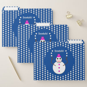 Christmas Snowlady juggling Snowballs Funny File Folder