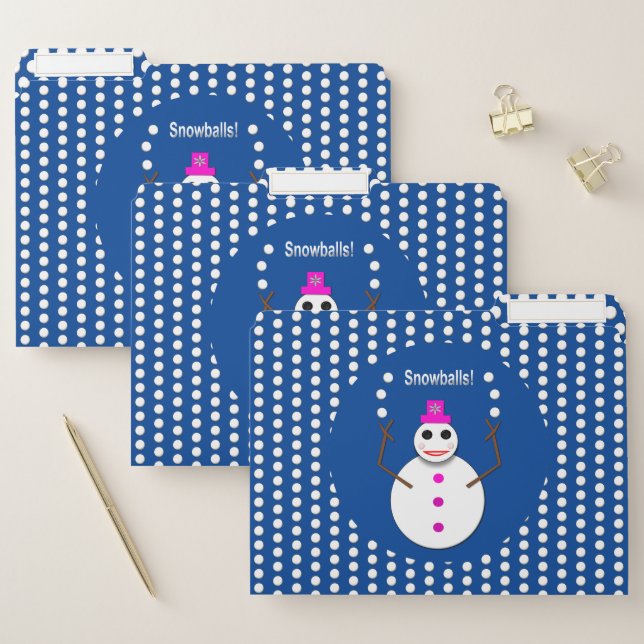 Christmas Snowlady juggling Snowballs Funny File Folder (Set)