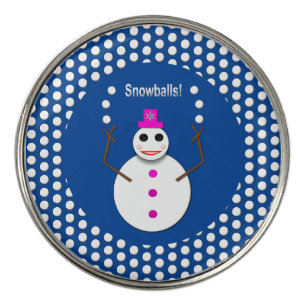 Christmas Snowlady Juggling Snowballs Funny Golf Ball Marker